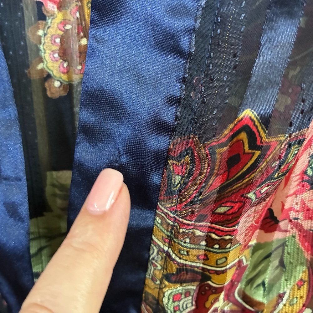 Victorias Secret Vintage Gold Label Size L Sleep Shirt Gown Blue Paisley‎ Floral - Picture 6 of 9